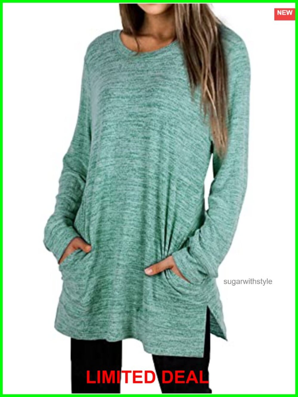 Womens Oversized Tunic Sweatshirt Long Sleeve Crewneck Pullover with Pockets